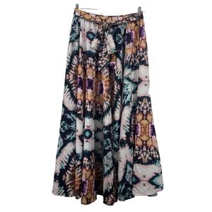 Est 1946 Size L Tie Dye Boho Maxi Skirt Festival Belted‎ Pockets Colorful Flowy